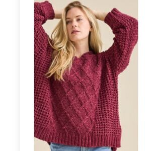 ALTAR’D STATE Luca Chenille Burgundy Knit Sweater
